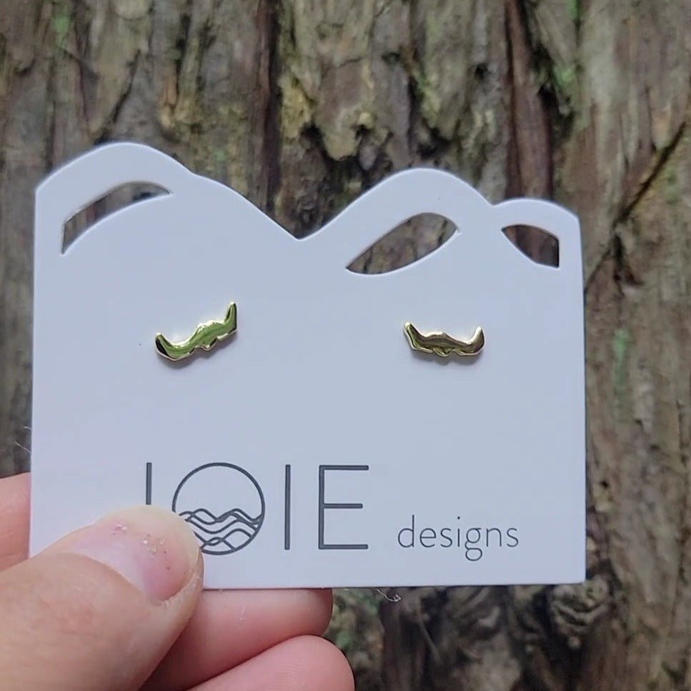 little Savary island stud earrings in gold plated sterling silver on jewelry card