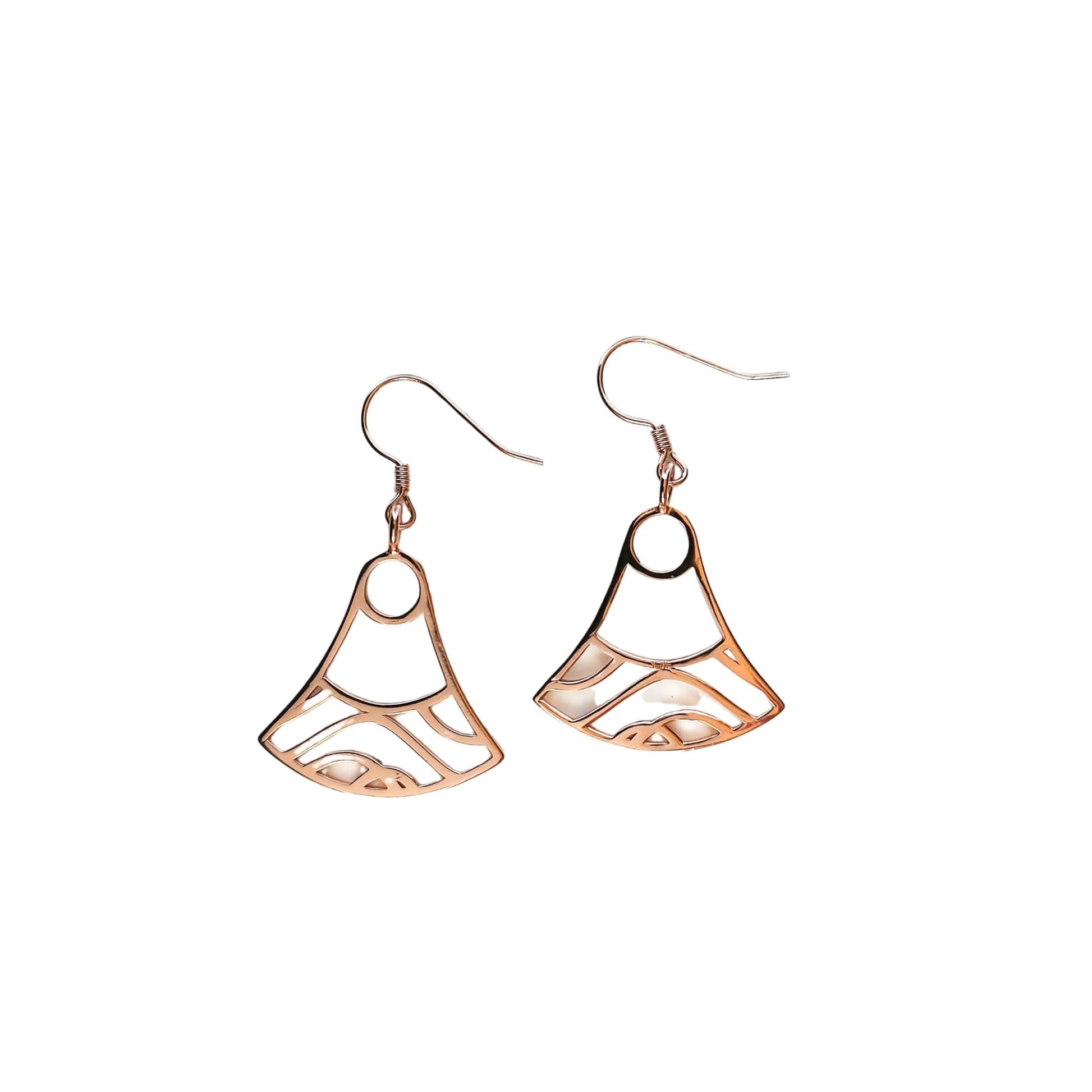 18k gold plated double water and wave charms design dangle earring with a white background-2