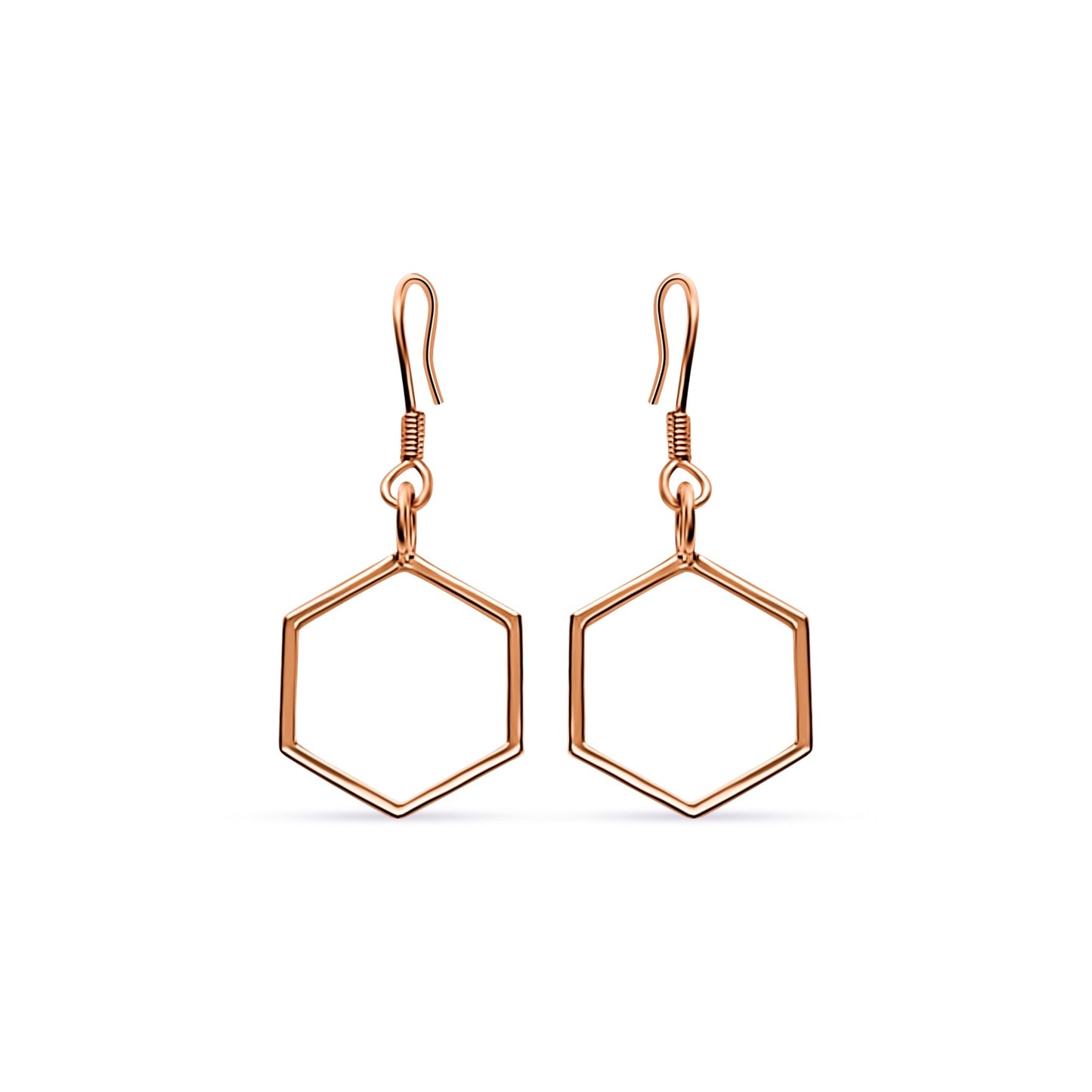 Elegant and contemporary Melina hexagon earrings in 18k rose  gold plated sterling silver