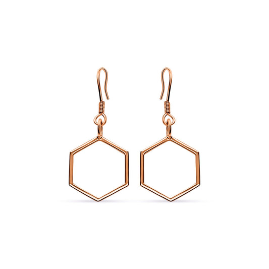 Elegant and contemporary Melina hexagon earrings in 18k rose  gold plated sterling silver