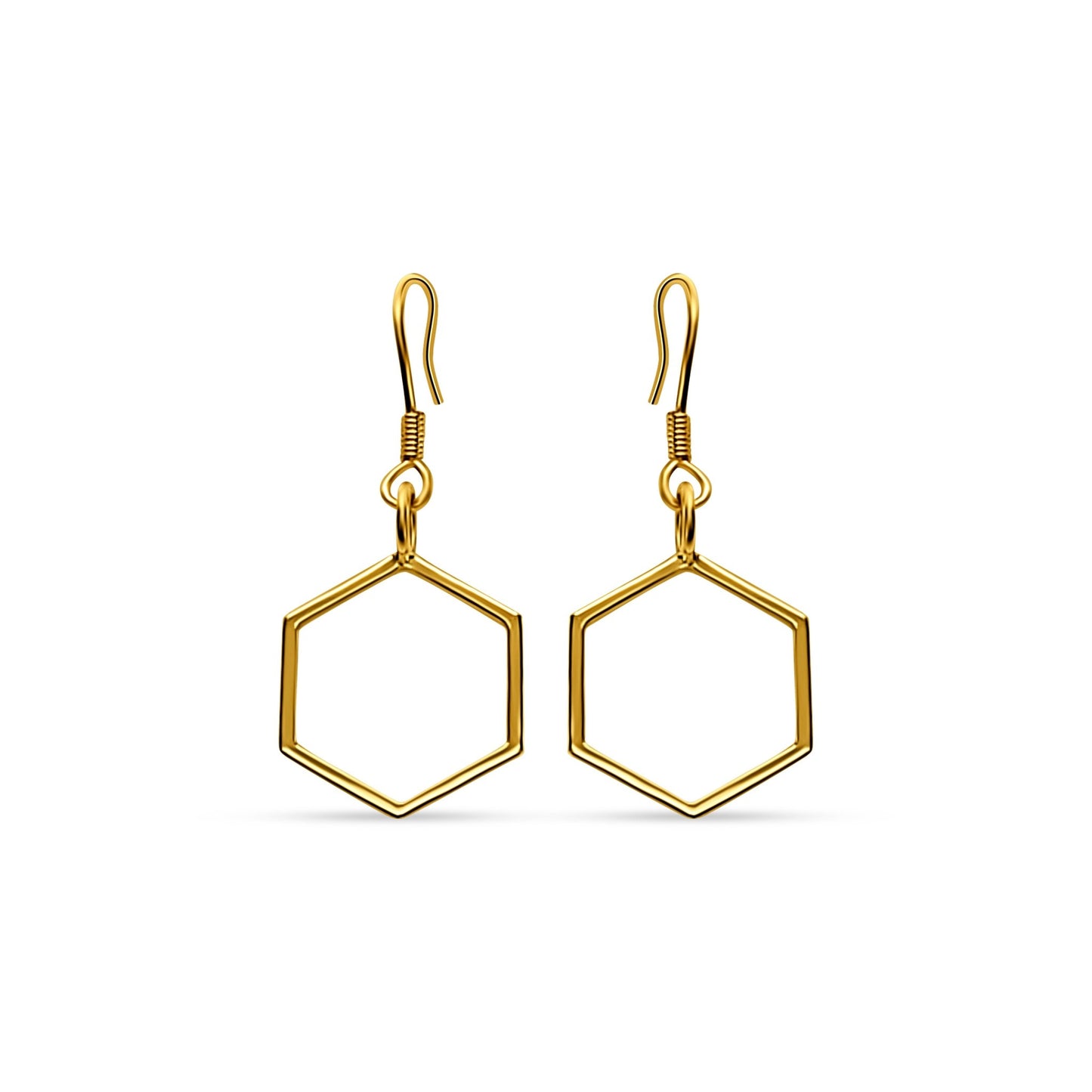 Elegant and contemporary Melina hexagon earrings in 18k gold plated sterling silver