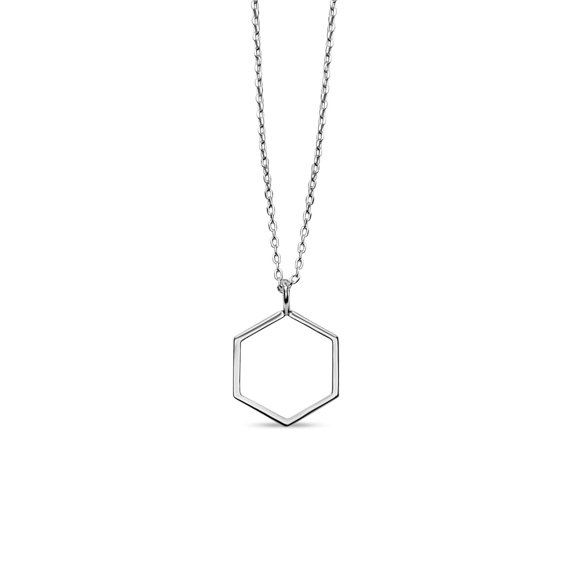 Melina hexagon minimalist pendant necklace in sterling silver