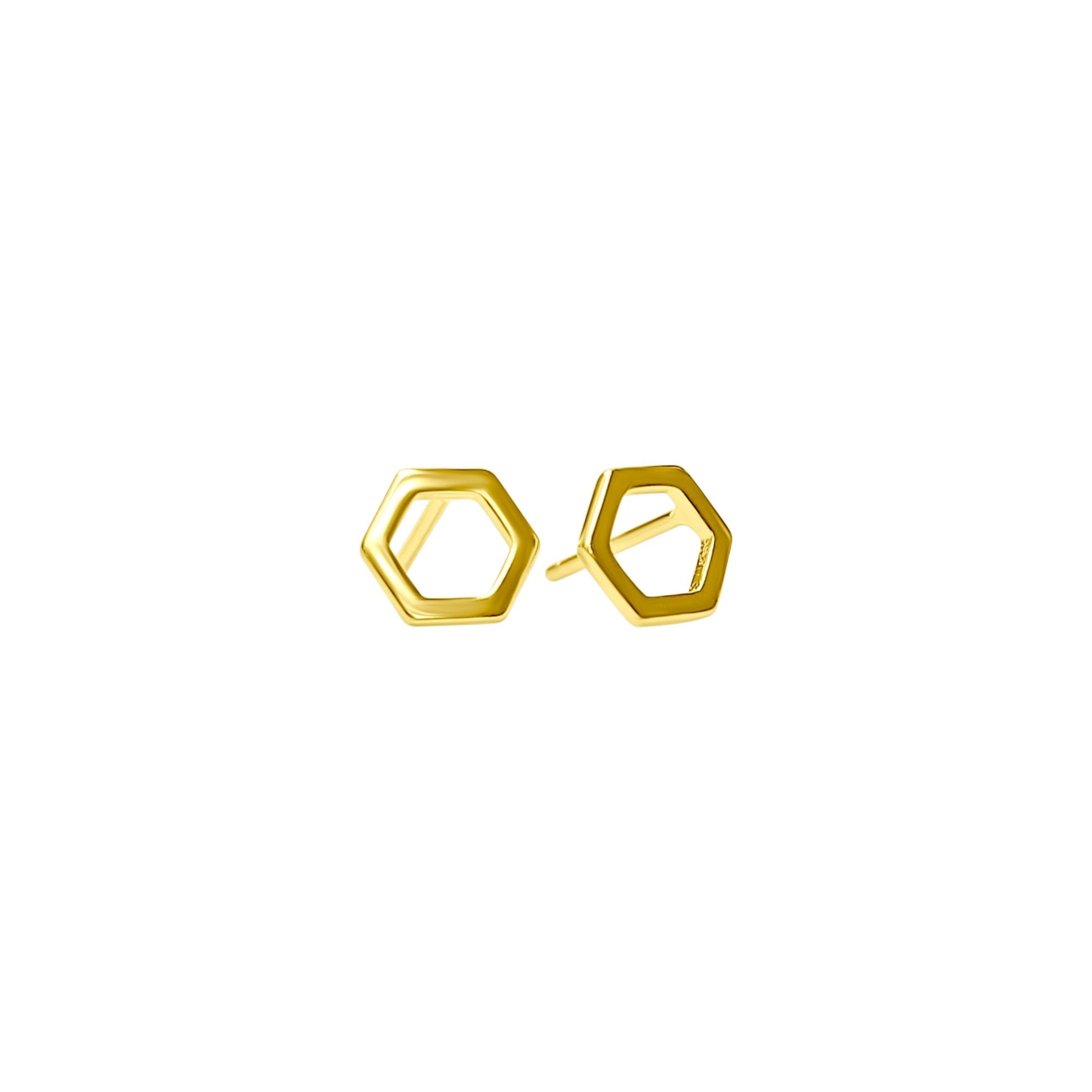 gold plated sterling silver  little hexagon stud earrings