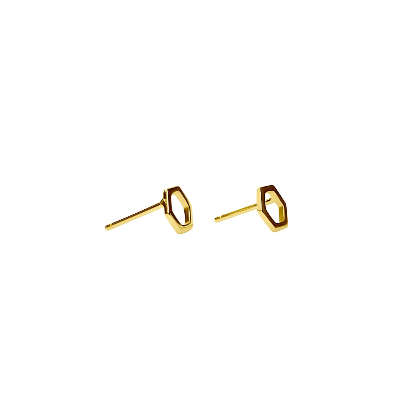 gold plated sterling silver  little hexagon stud earrings