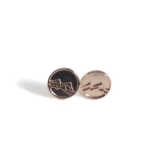 18k Plated Rose Gold mountain coin stud earrings