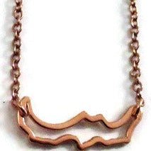 18k plated rose gold sterling silver petite Simply Savary necklace on white back ground