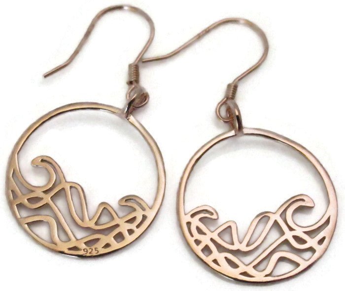 18k plated rose gold plated 925 sterling silver Petite Sombrio circle surf earrings on a white background