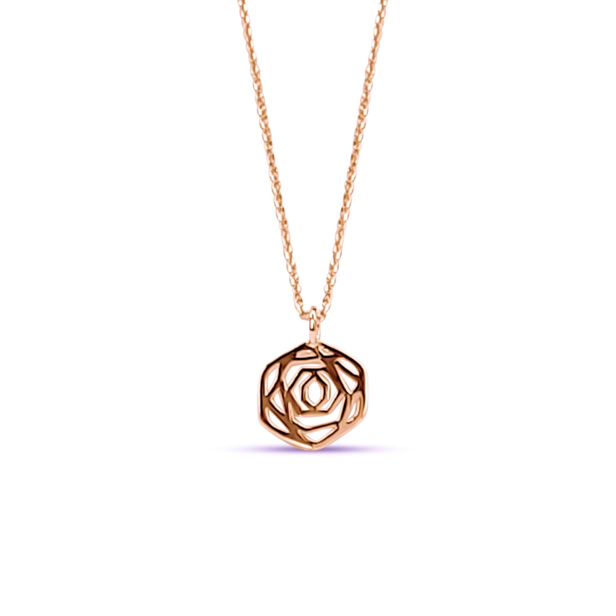 Rosie modern rose pendant necklace rhodium