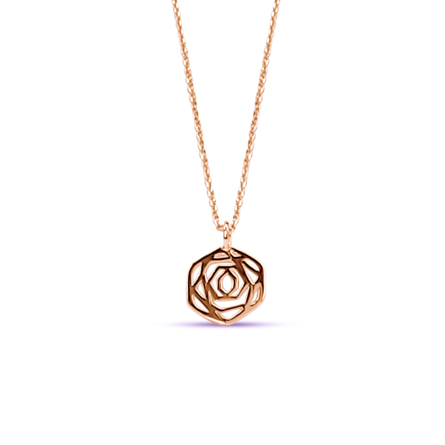 rose gold plated sterling silver rose flower pendant necklace
