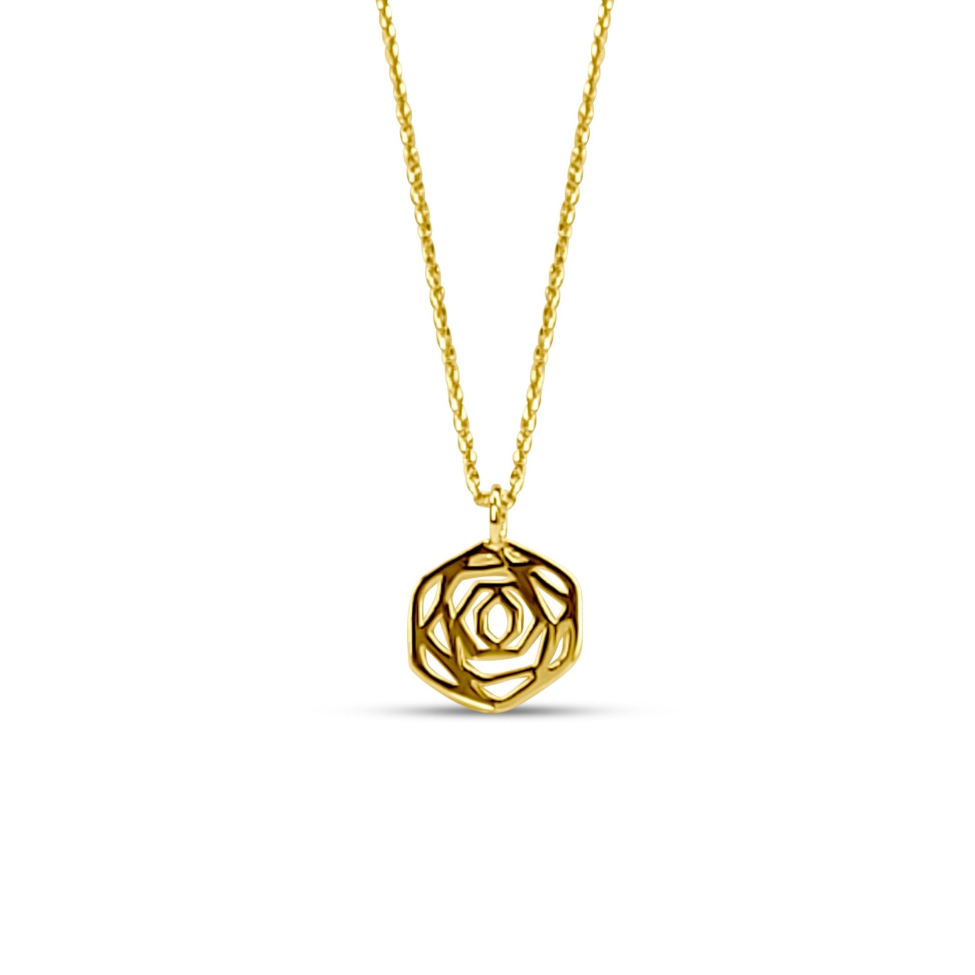 gold plated sterling silver rose flower pendant necklace