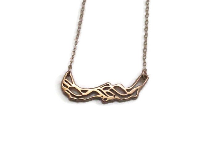 18k plated rose gold sterling silver savary island surf necklace , wave necklace, ocean jewelry