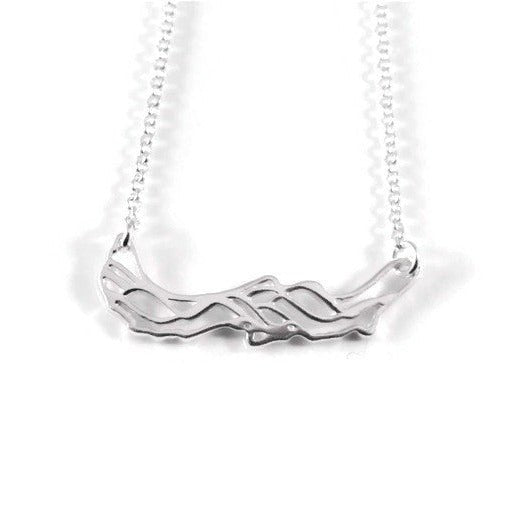 sterling silver savary island wave necklace, surf necklace, ocean jewelry