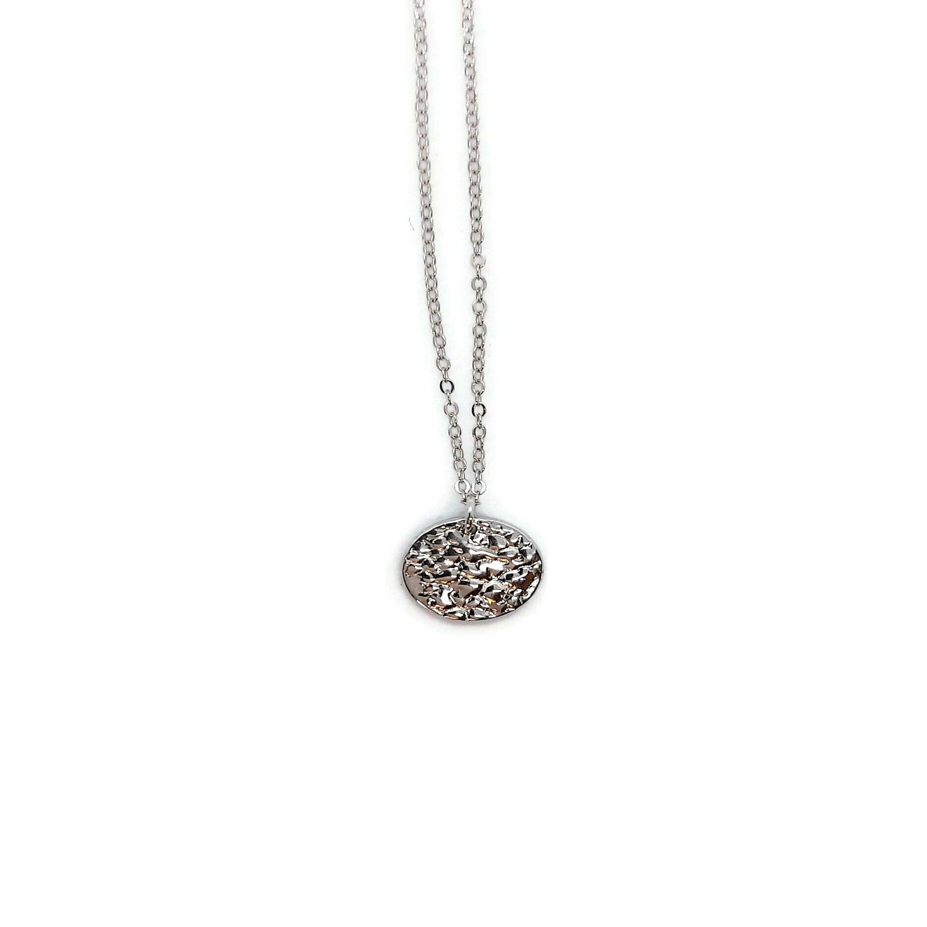 925 sterling silver Sol Textured Small Circle Pendant Necklace, ocean jewelry
