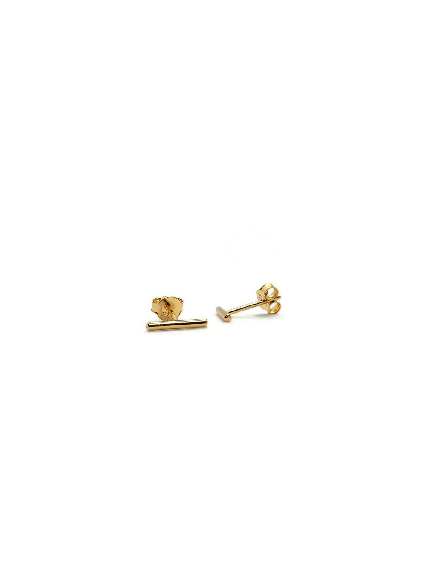 gold stick stud post earrings. gold vermeil. gold plated silver2