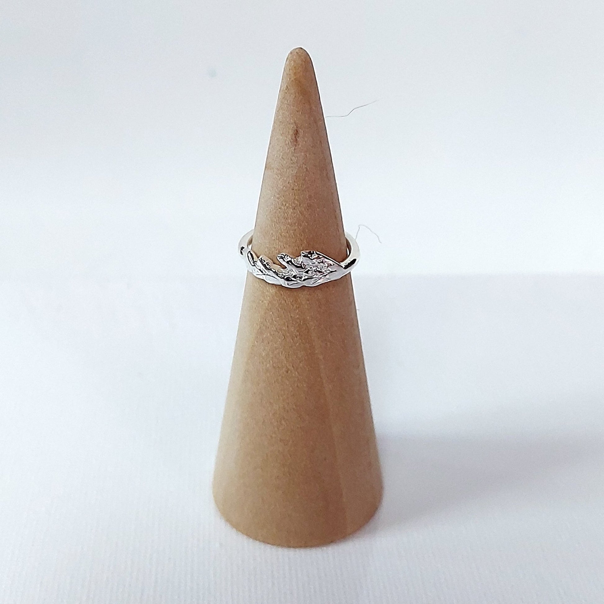 sterling silver size 5 Delicate and elegant sterling silver ring with natural cedar leaf motif.