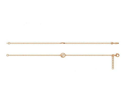 18k rose gold plated circle wave adjustable bracelet design with cable chain on with white background