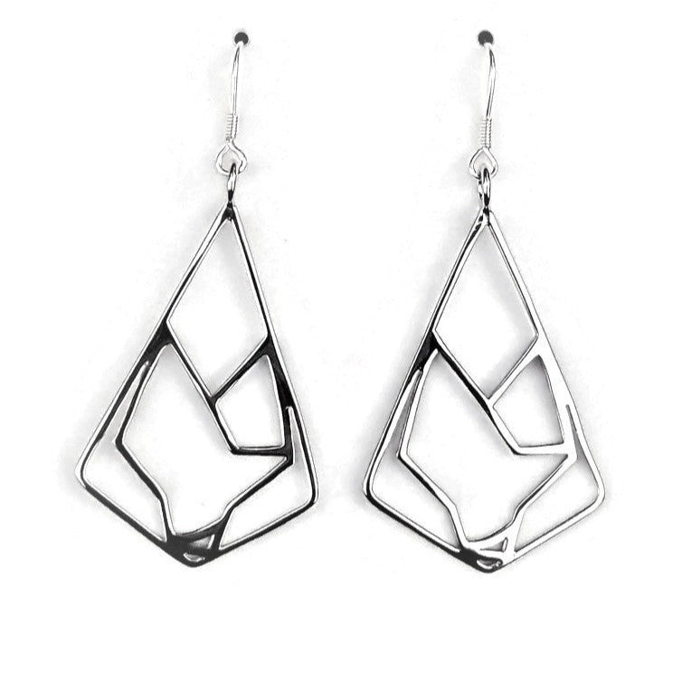 925 sterling silver diamond wolf earrings on white background